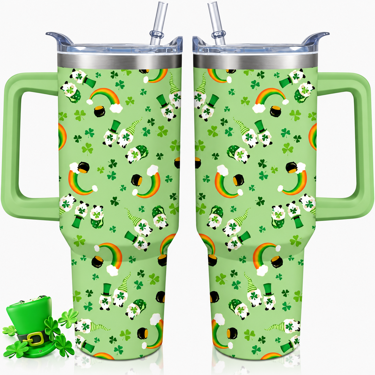 Christmas Tree Snowman 40 oz Insulated Tumbler with Handle and Straw