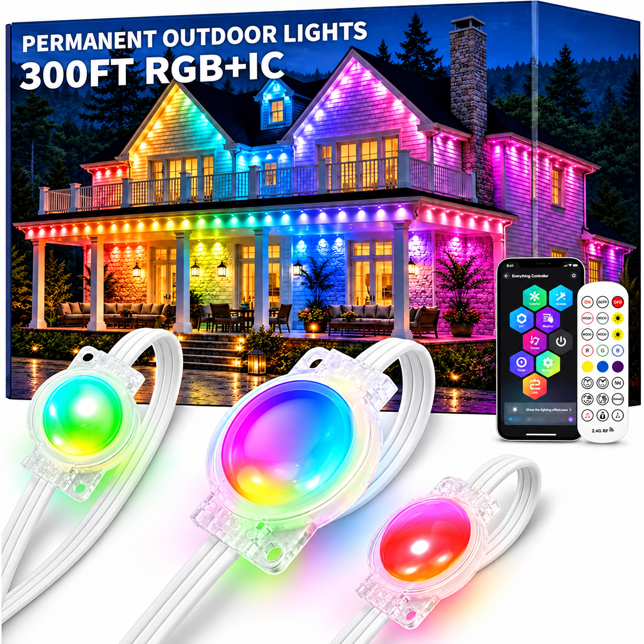 RGB IC Smart Permanent Outdoor Christmas Lights For House Decor