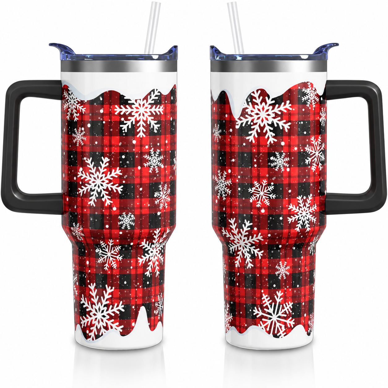 Christmas 40 oz Tumbler with Handle and Straw