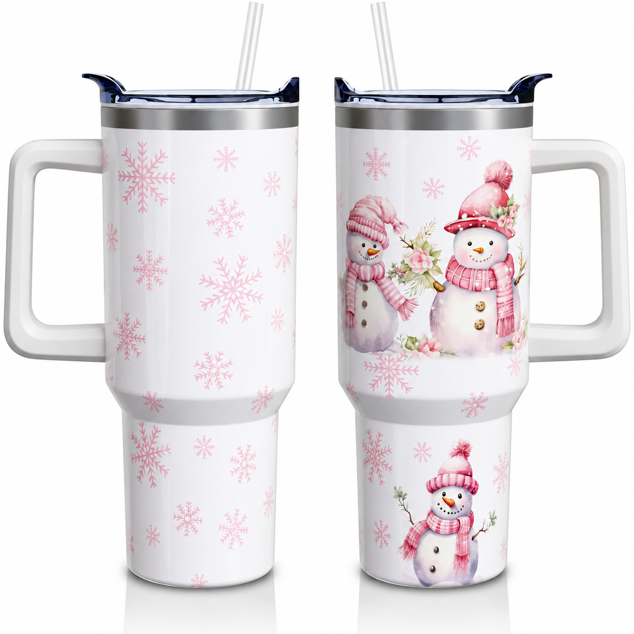 Christmas 40 oz Tumbler with Handle and Straw