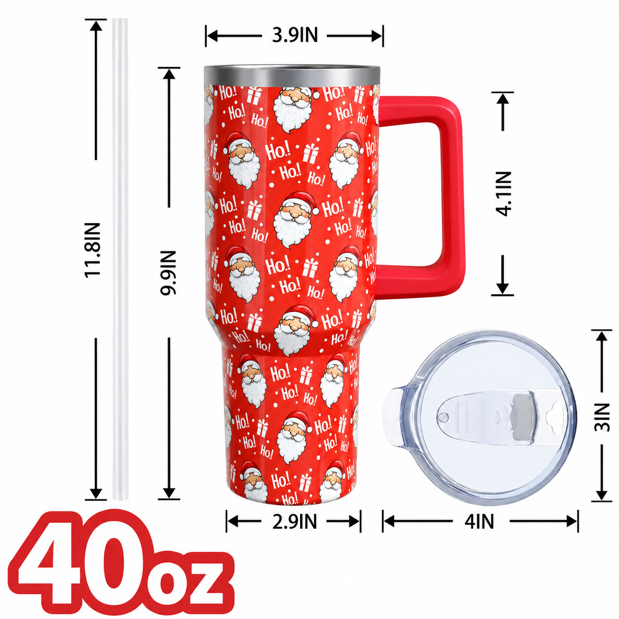 Christmas 40 oz Tumbler with Handle and Straw