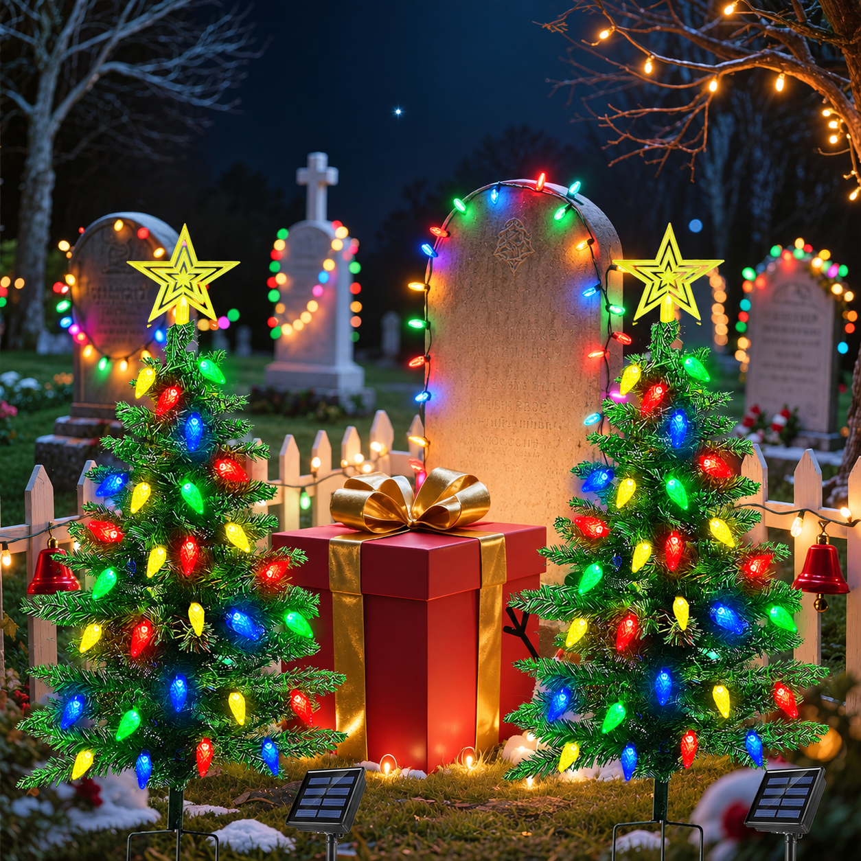 Pack Of 2 Solar Christmas Tree Lights With 100 LED And 8 Modes