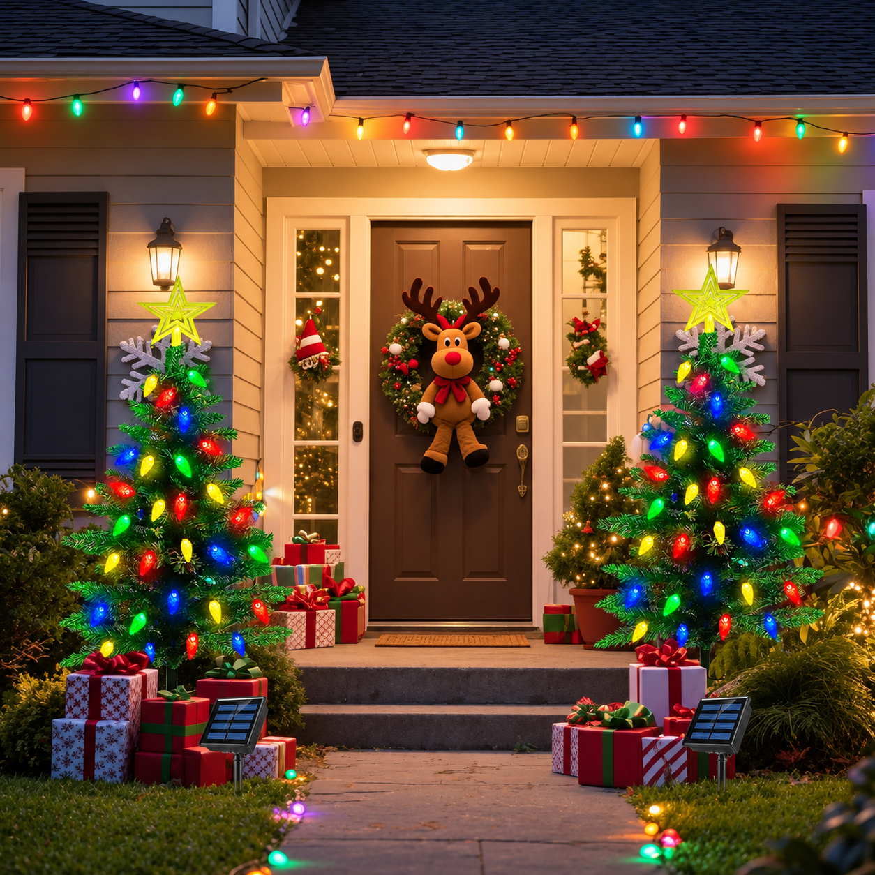 Pack Of 2 Solar Christmas Tree Lights With 100 LED And 8 Modes