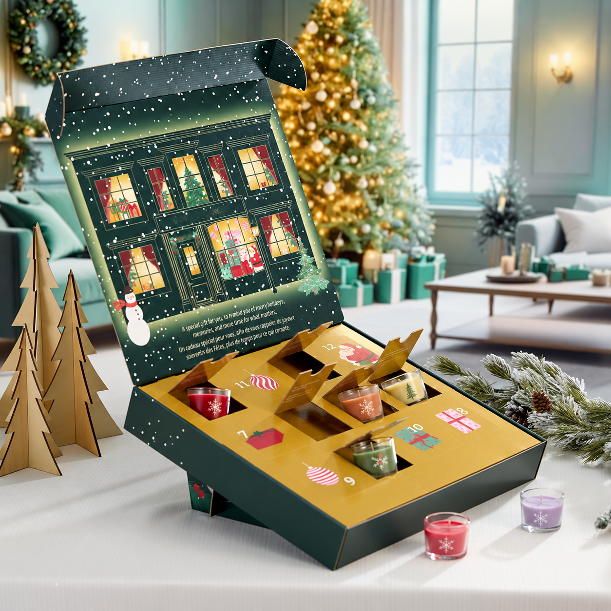 Pack of 12 Christmas Mini Candle Jar Advent Calendar Soy Wax Blend