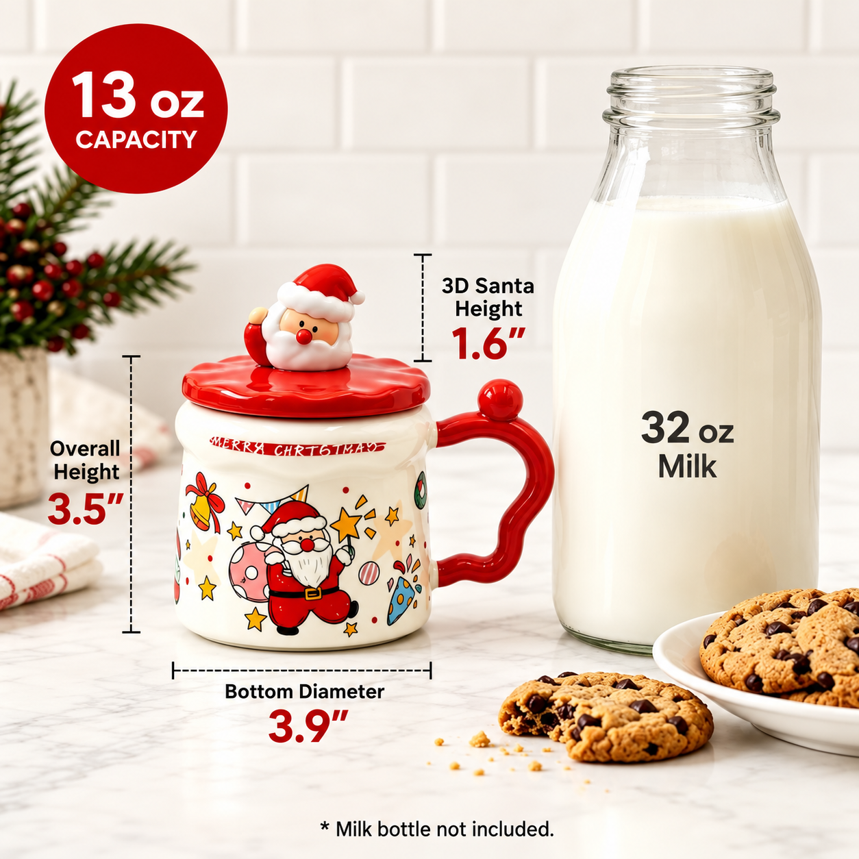 Christmas 13 Oz Mug With 3D Topper