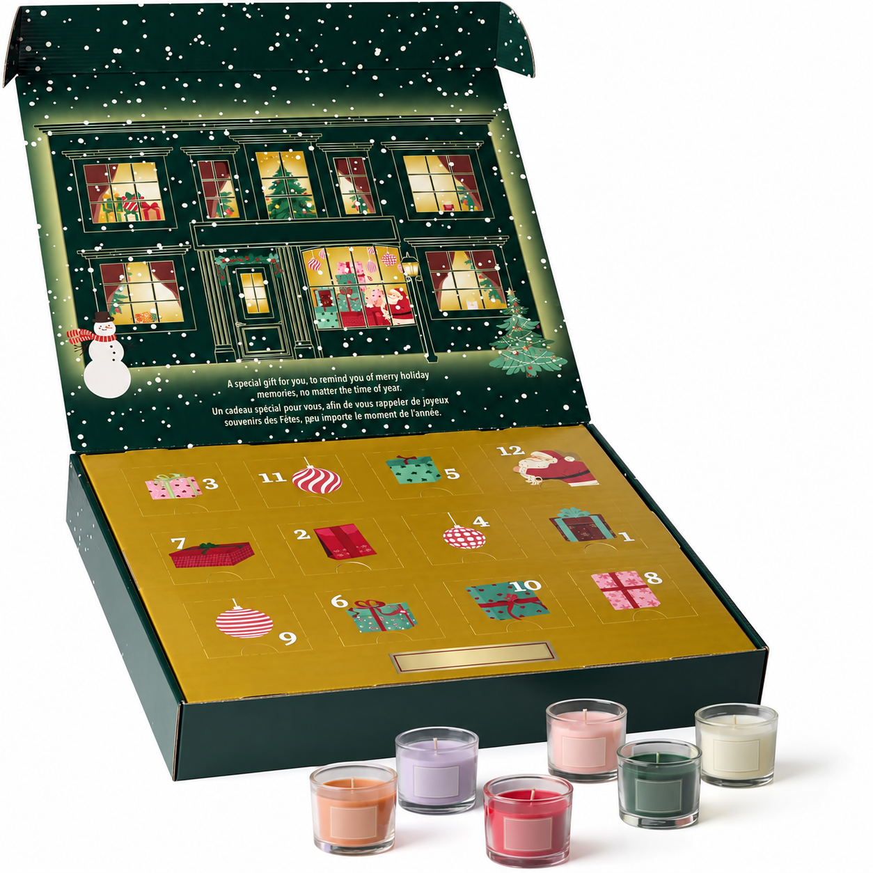 Pack of 12 Christmas Mini Candle Jar Advent Calendar Soy Wax Blend