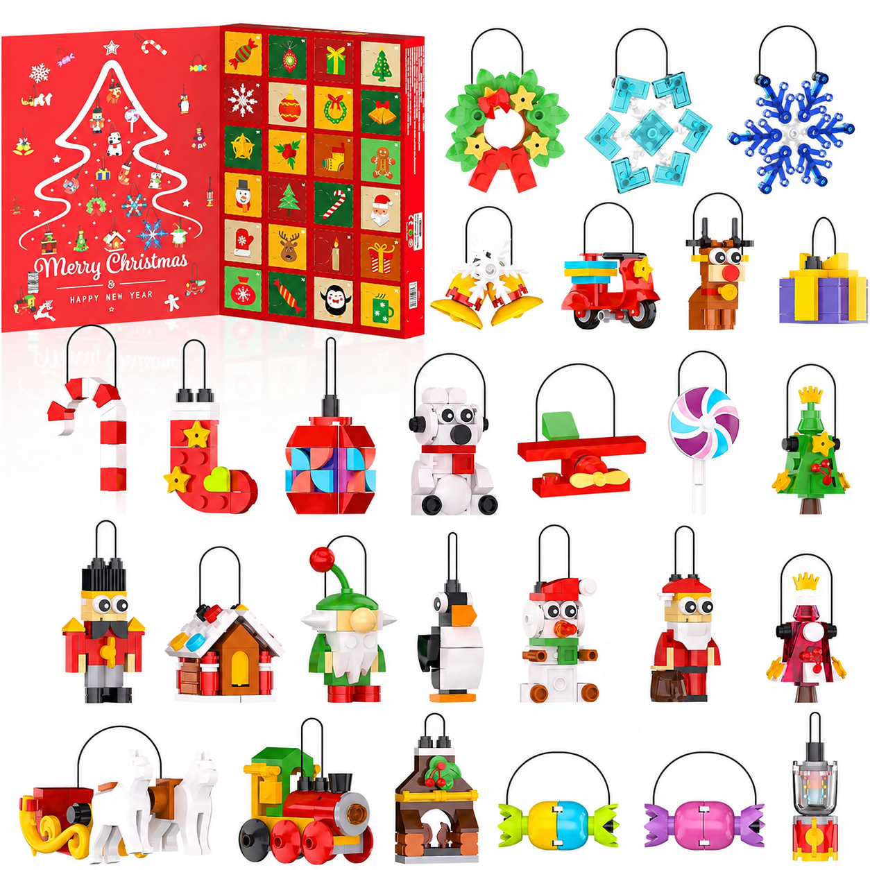 Christmas Building Set Advent Calendar with Ornament Kits for Kids