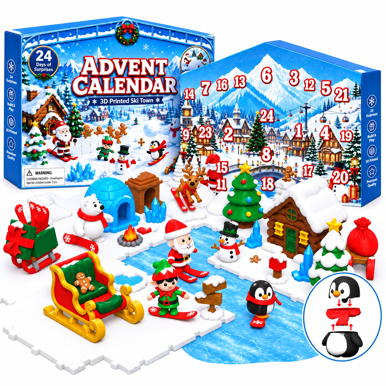 Christmas 3D Printed Figures Fidget Toys Advent Calendar