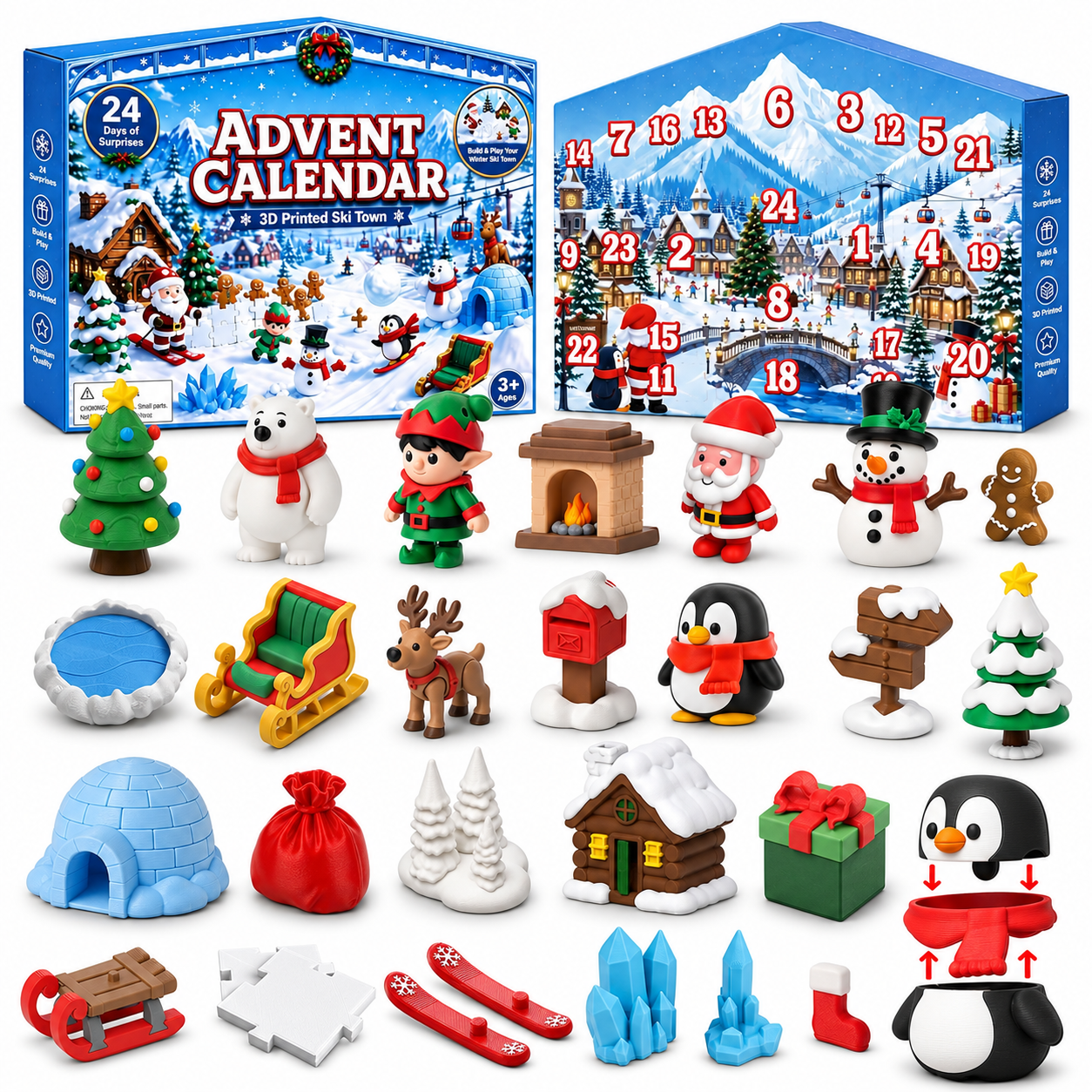 Christmas 3D Printed Figures Fidget Toys Advent Calendar