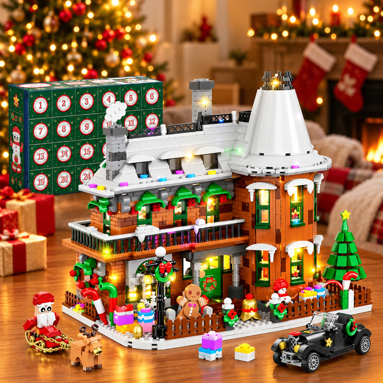 Gingerbread House Building Set Advent Calendar 2026 with Lights