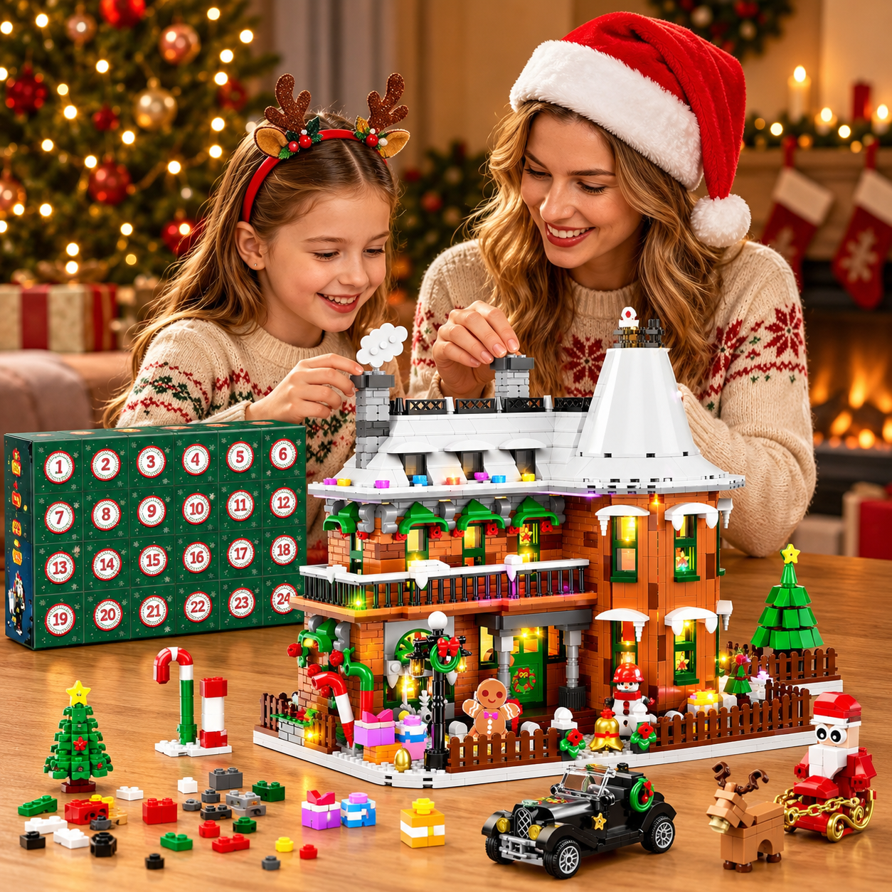 Gingerbread House Building Set Advent Calendar 2026 with Lights