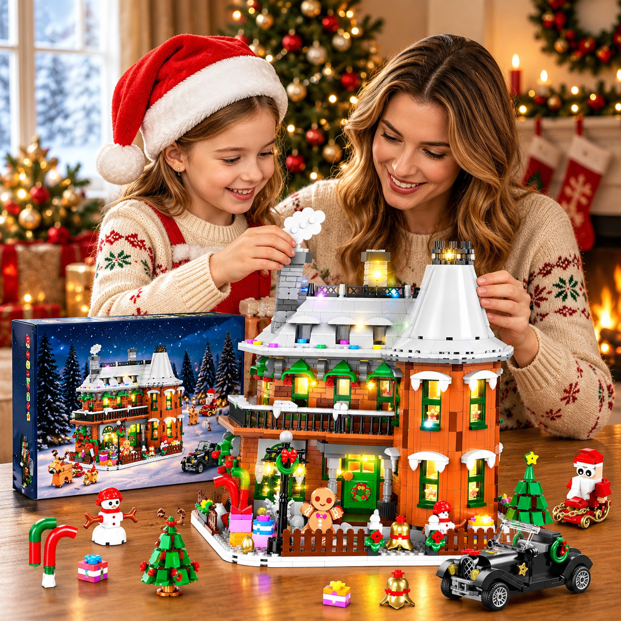 Gingerbread House Building Set Advent Calendar 2026 with Lights