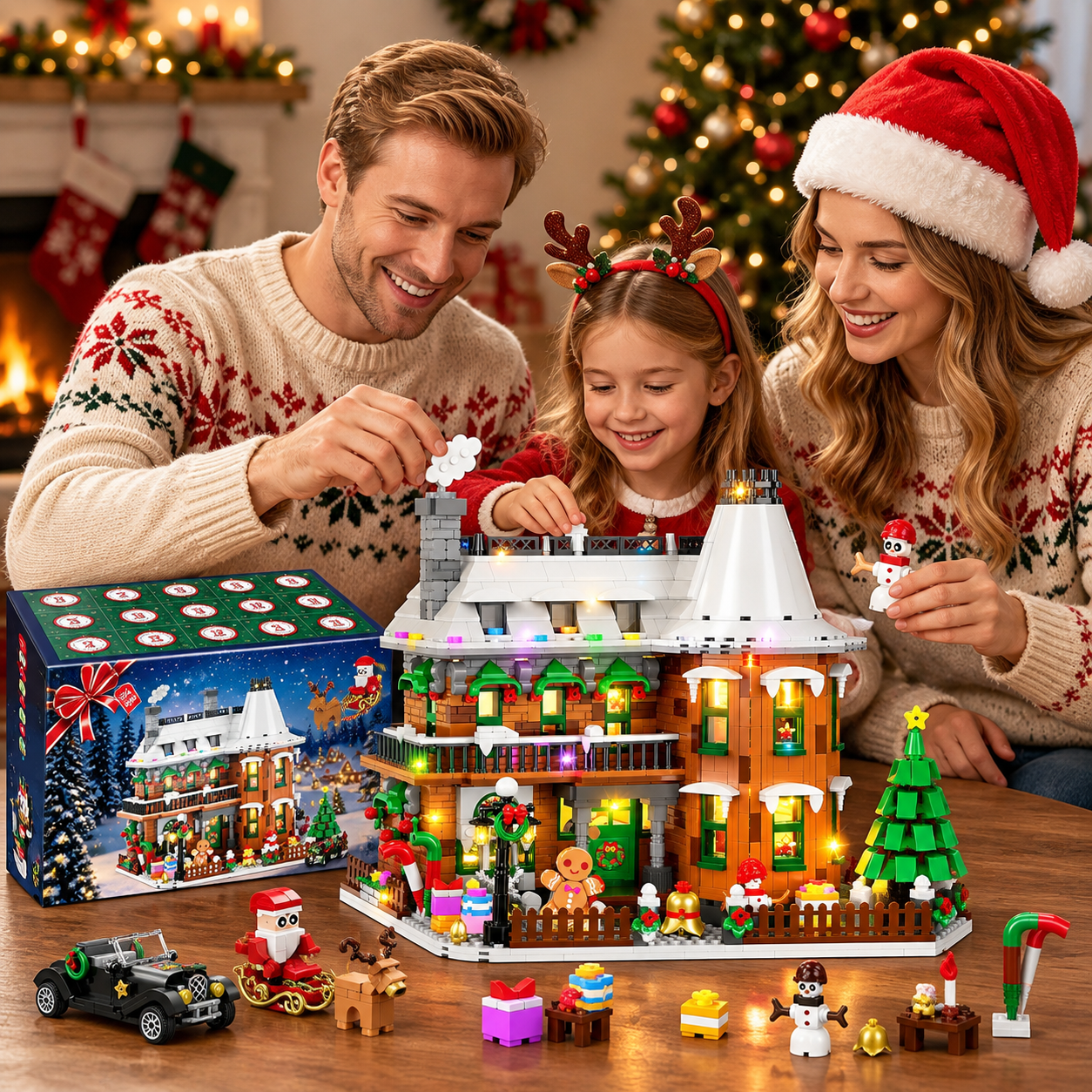 Gingerbread House Building Set Advent Calendar 2026 with Lights