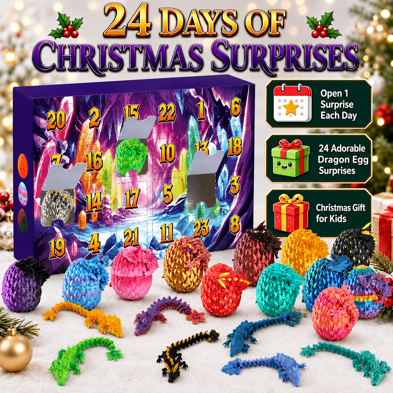 Christmas 3D Printed Figures Fidget Toys Advent Calendar