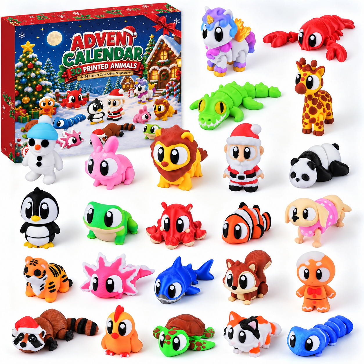 Christmas 3D Printed Animal Advent Calendar Countdown for Kids