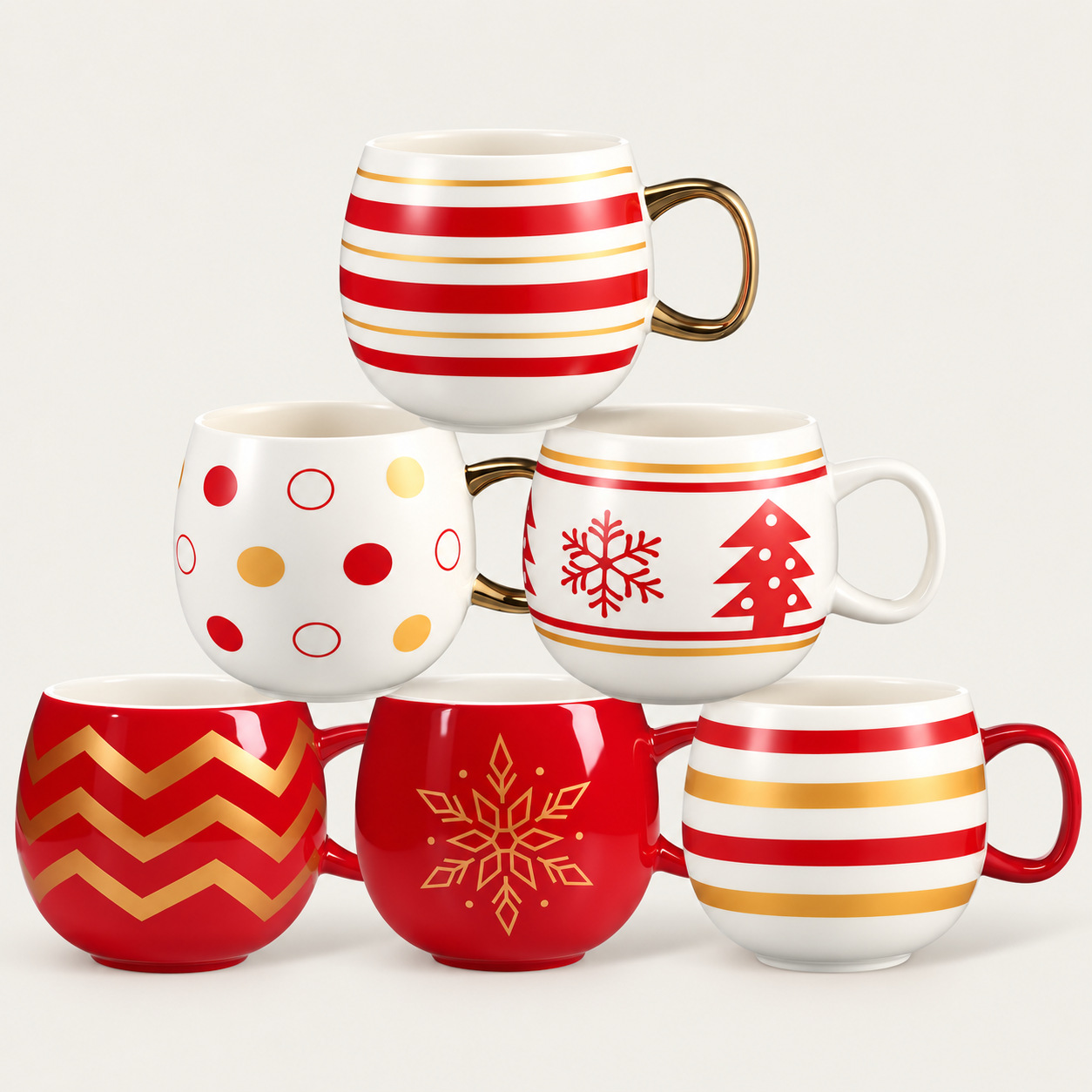 6 Pieces Christmas Ball Coffee Mug Set