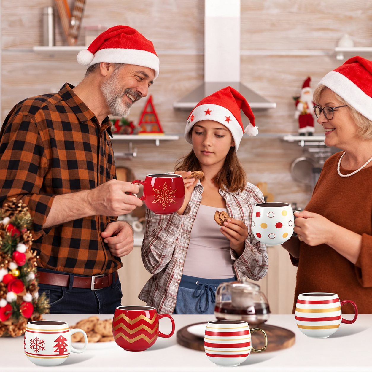 6 Pieces Christmas Ball Coffee Mug Set