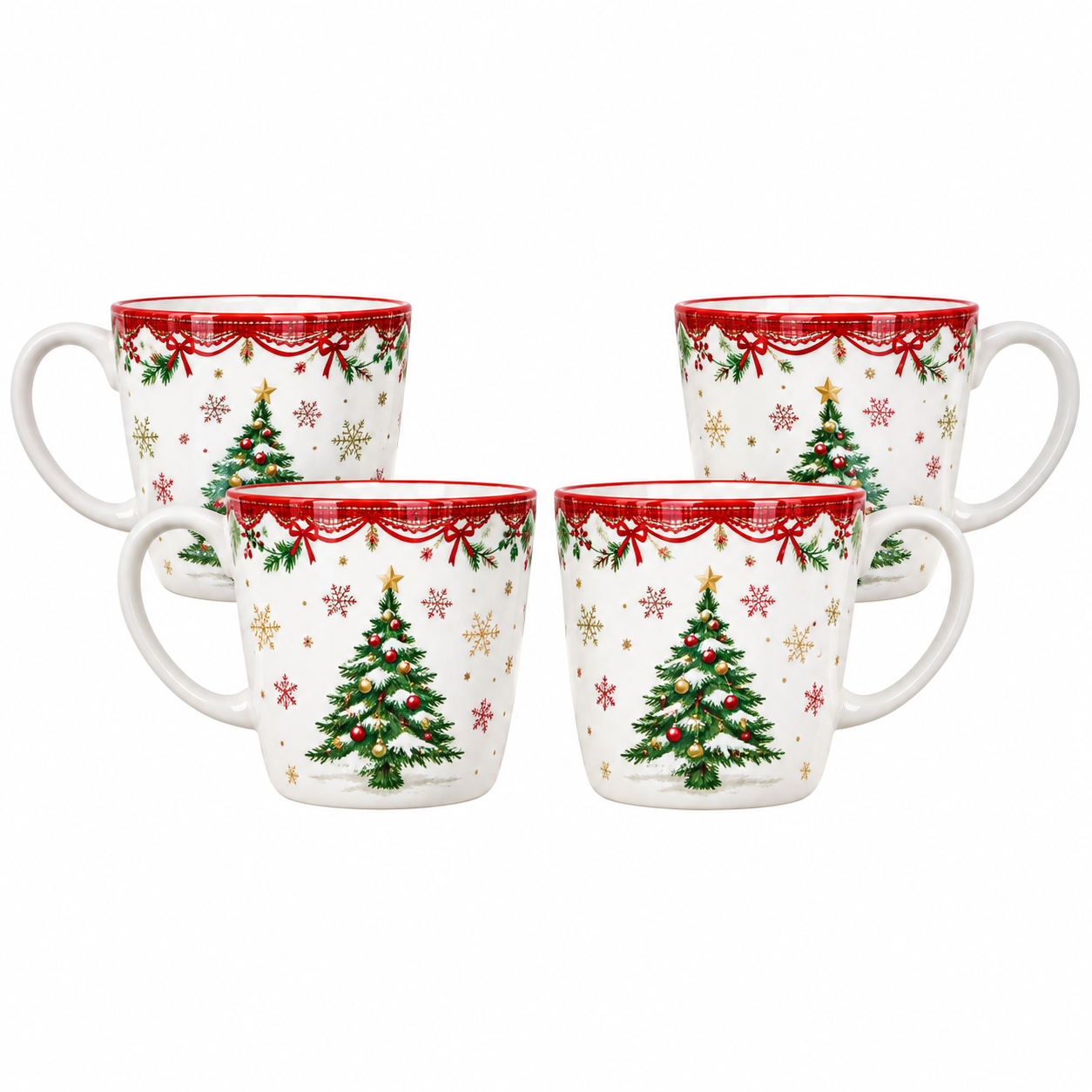 4 Pieces Christmas Themed Coffee Mugs Set