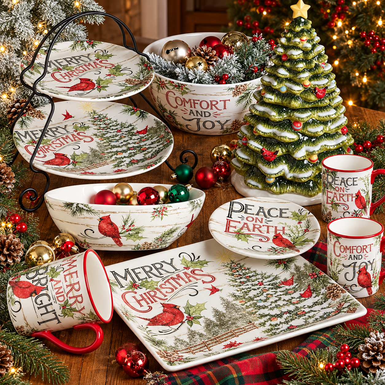 4 Pieces Holiday Cardinal Christmas Coffee Mugs