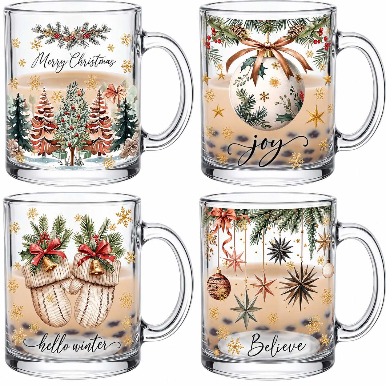 Christmas Tree Holiday Coffee Mugs Set For Families