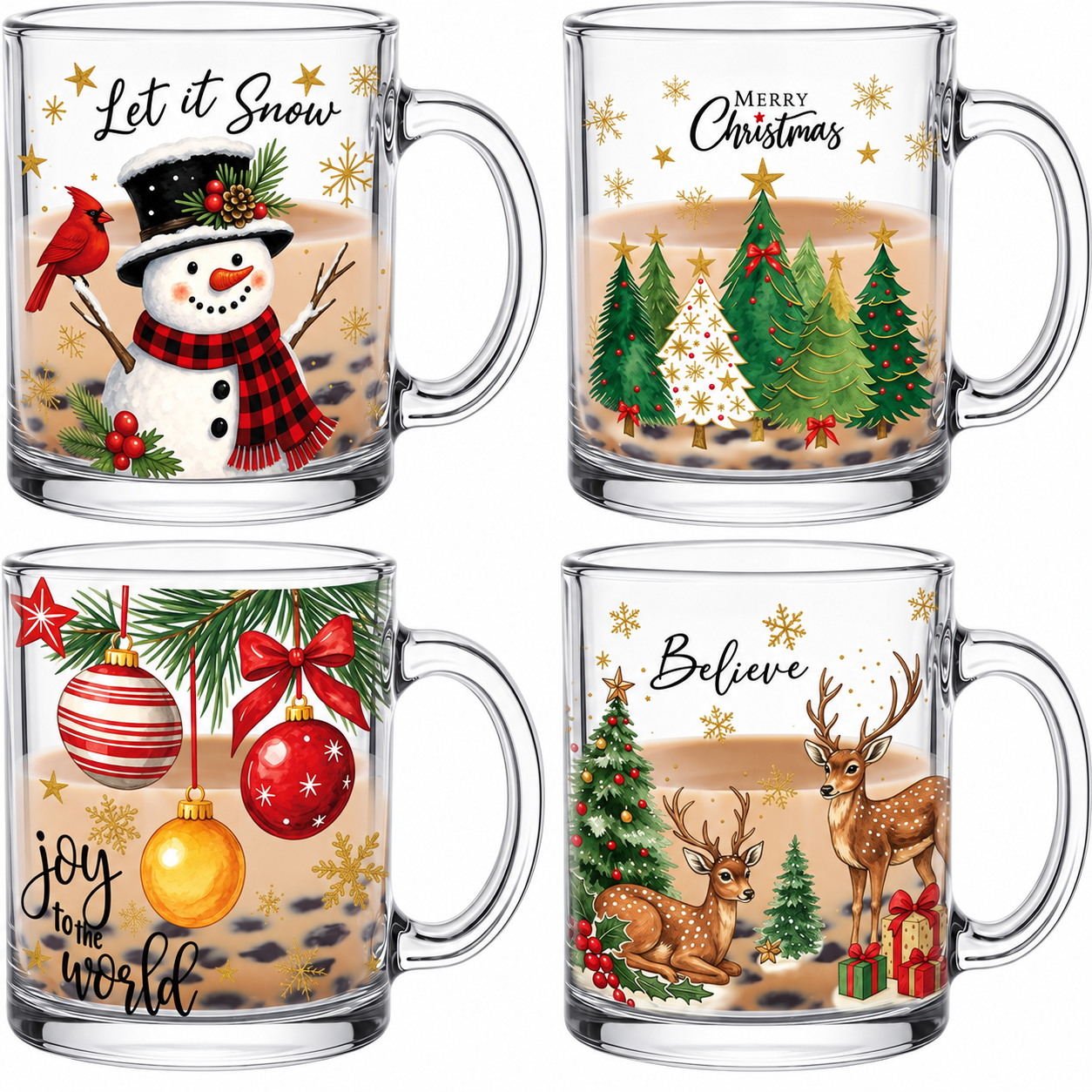 Christmas Tree Holiday Coffee Mugs Set For Families