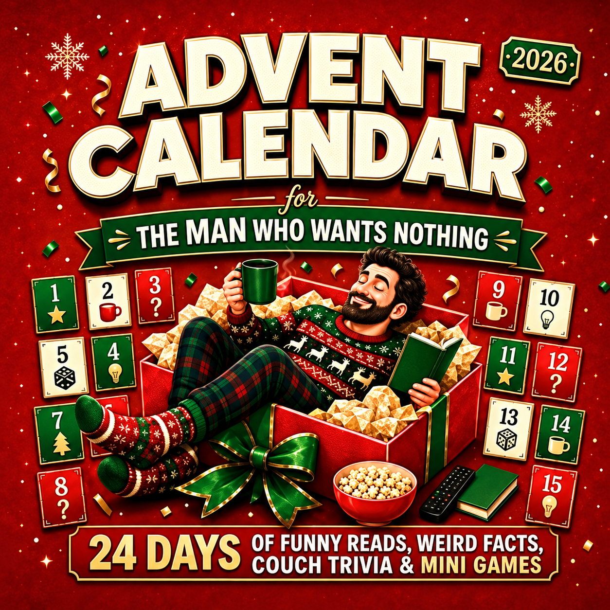 Funny Reads Trivia and Mini Games Christmas Advent Calendar for Adults