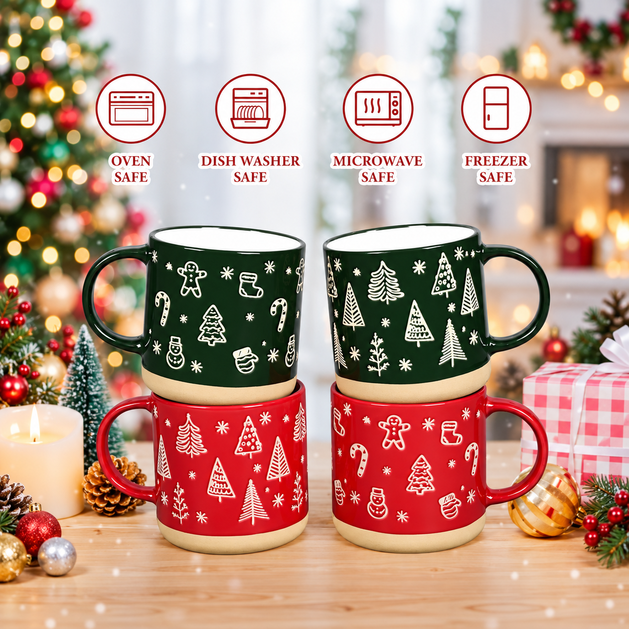 4 Pieces Christmas Coffee Mug Set For Men And Women