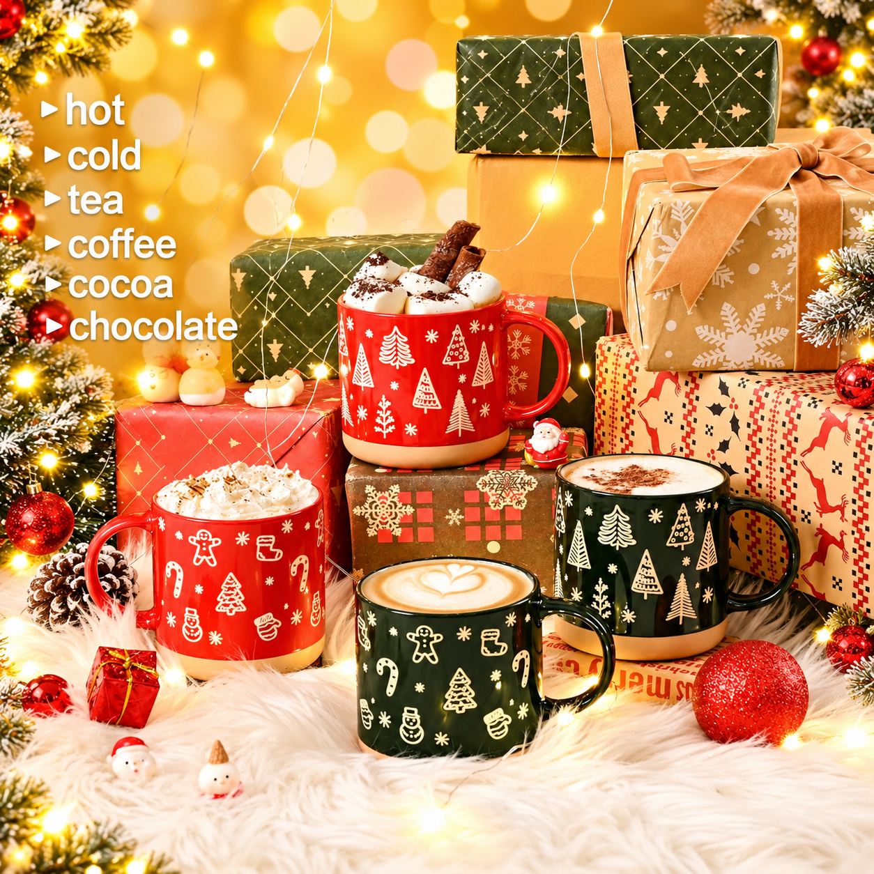 4 Pieces Christmas Coffee Mug Set For Men And Women