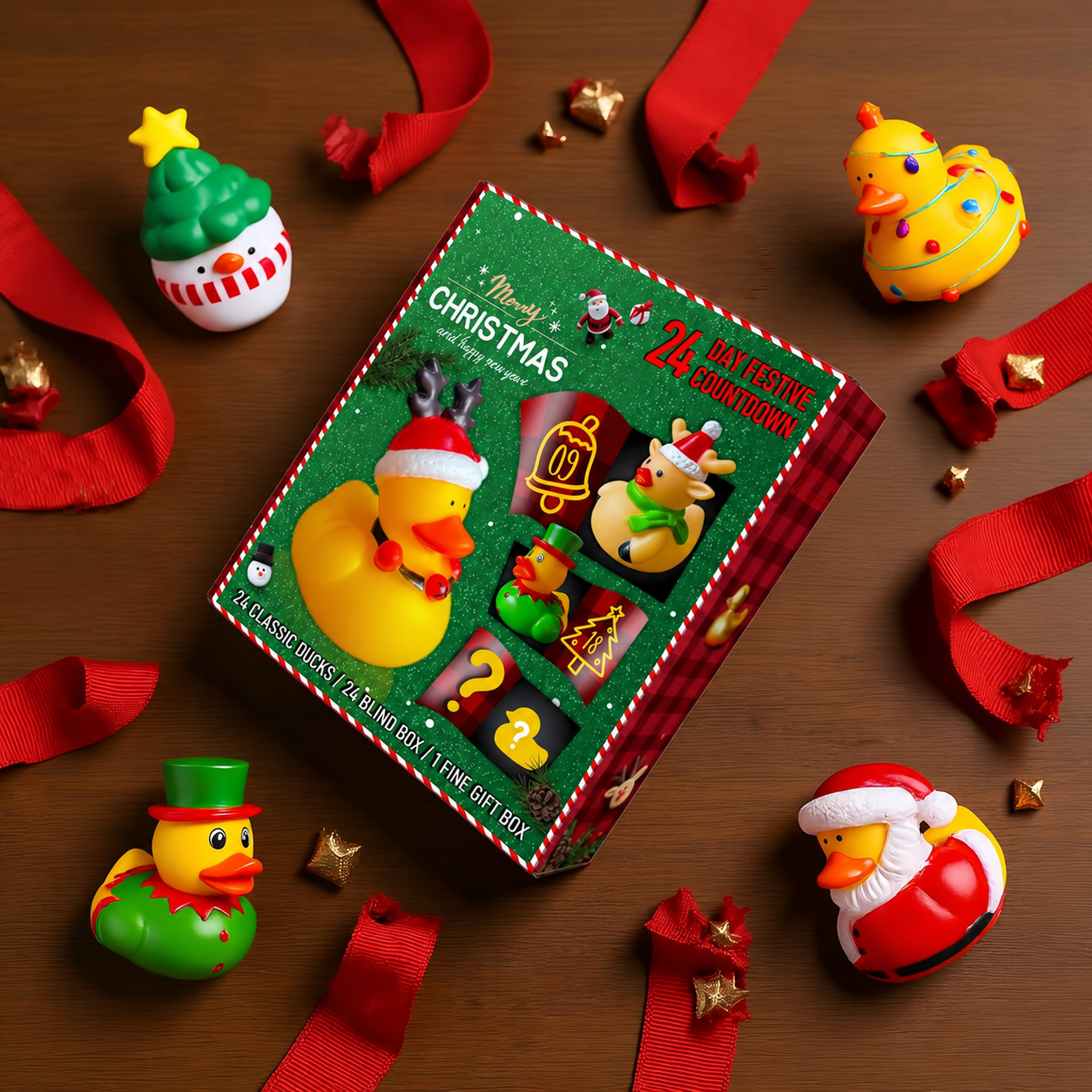 Christmas Rubber Duck Advent Calendar Surprise Countdown Set