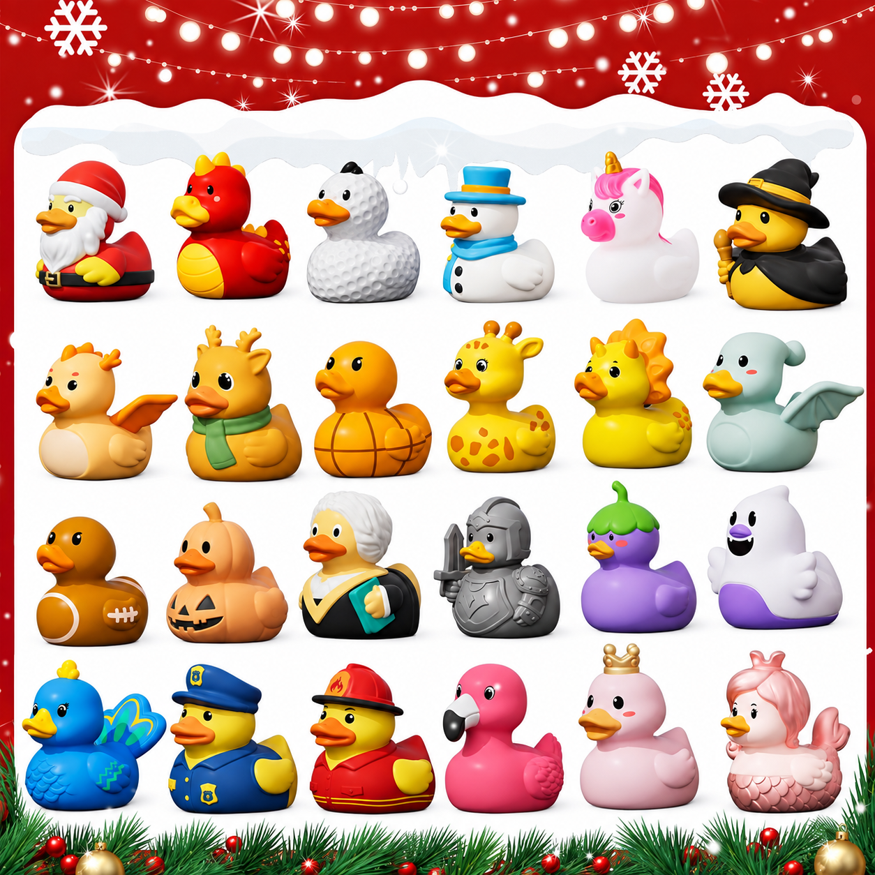 Rubber Duck Christmas Countdown Advent Calendar 2026 for Kids