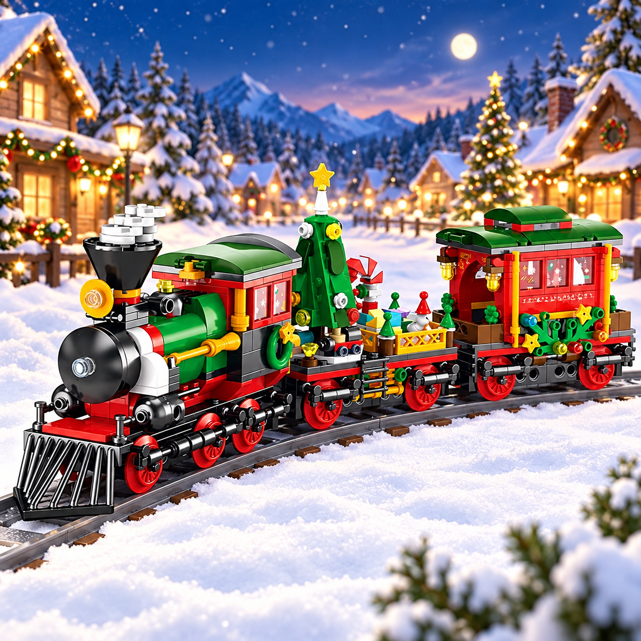 Christmas Building Blocks Advent Calendar 2026 with Santa Sleigh and Tree Decorations