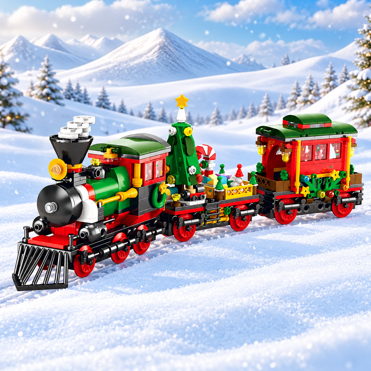 Christmas Building Blocks Advent Calendar 2026 with Santa Sleigh and Tree Decorations