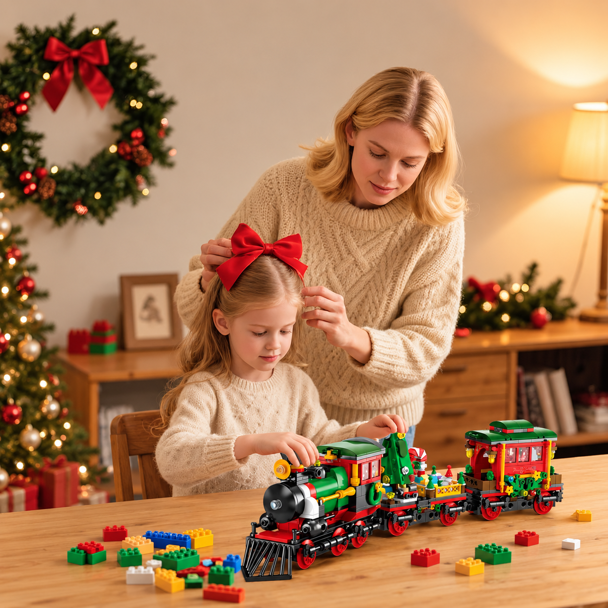 Christmas Building Blocks Advent Calendar 2026 with Santa Sleigh and Tree Decorations