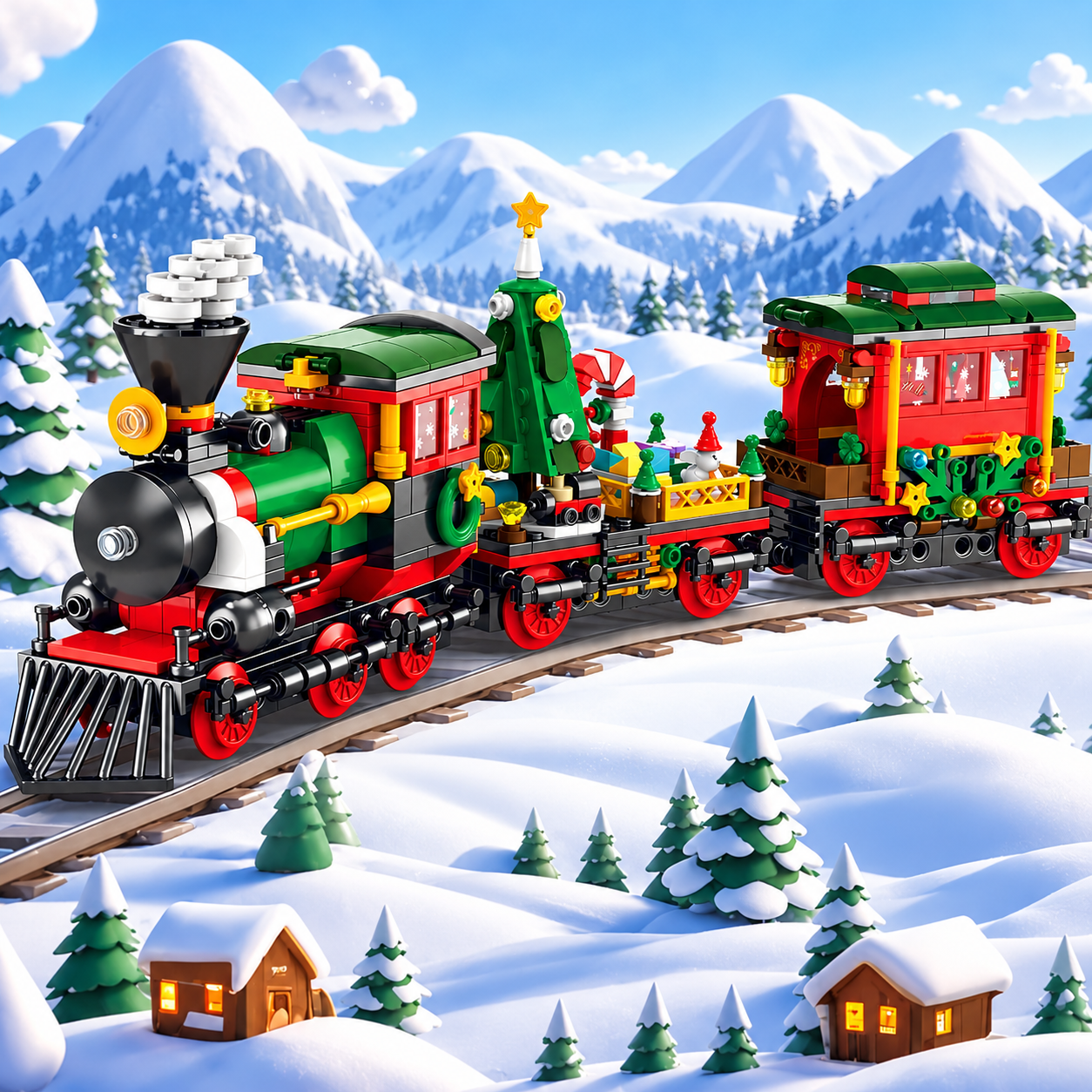 Christmas Building Blocks Advent Calendar 2026 with Santa Sleigh and Tree Decorations