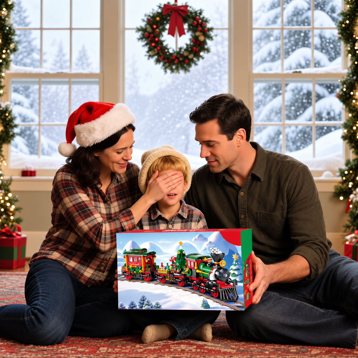 Christmas Building Blocks Advent Calendar 2026 with Santa Sleigh and Tree Decorations