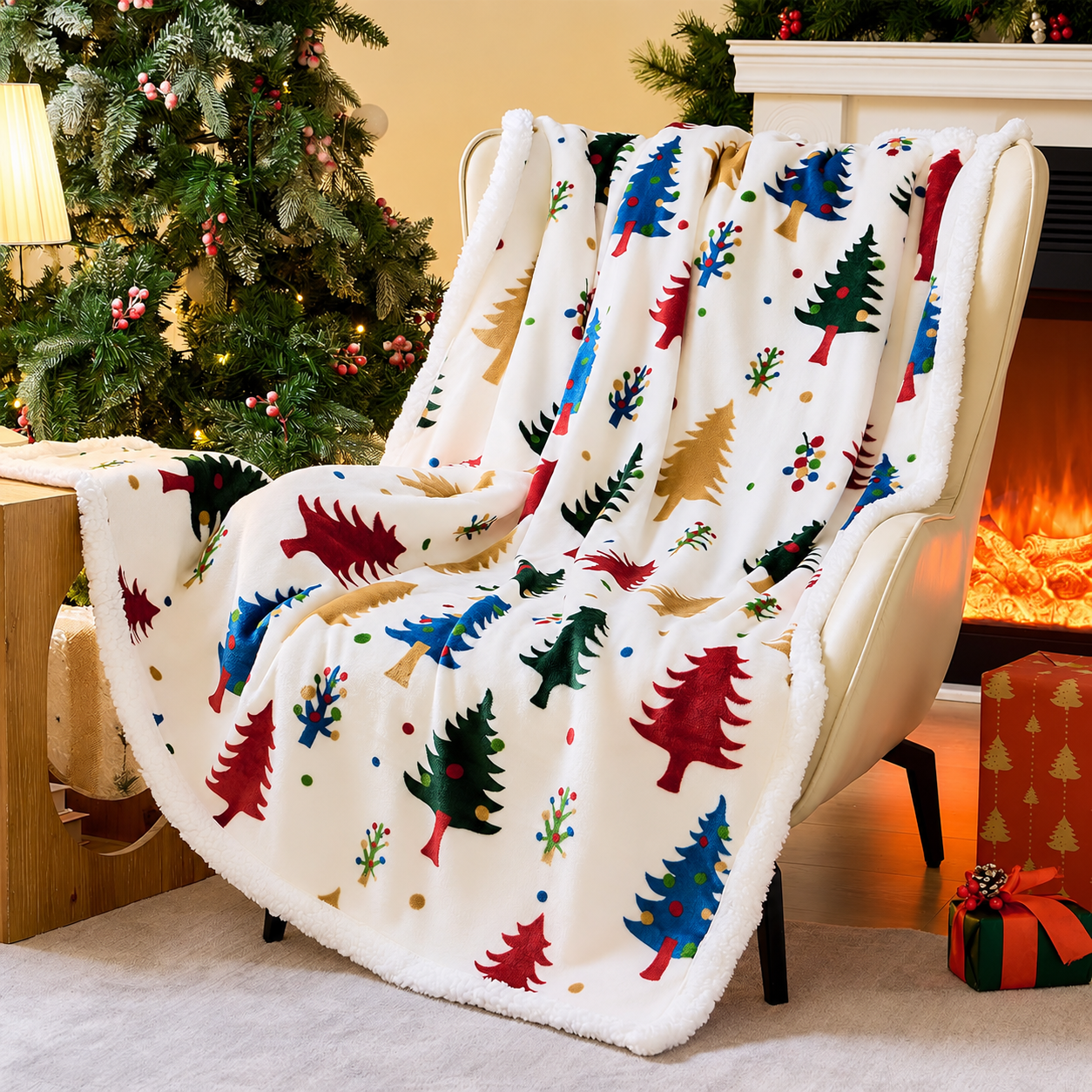 Fluffy Christmas Blanket For Sofa And Bed