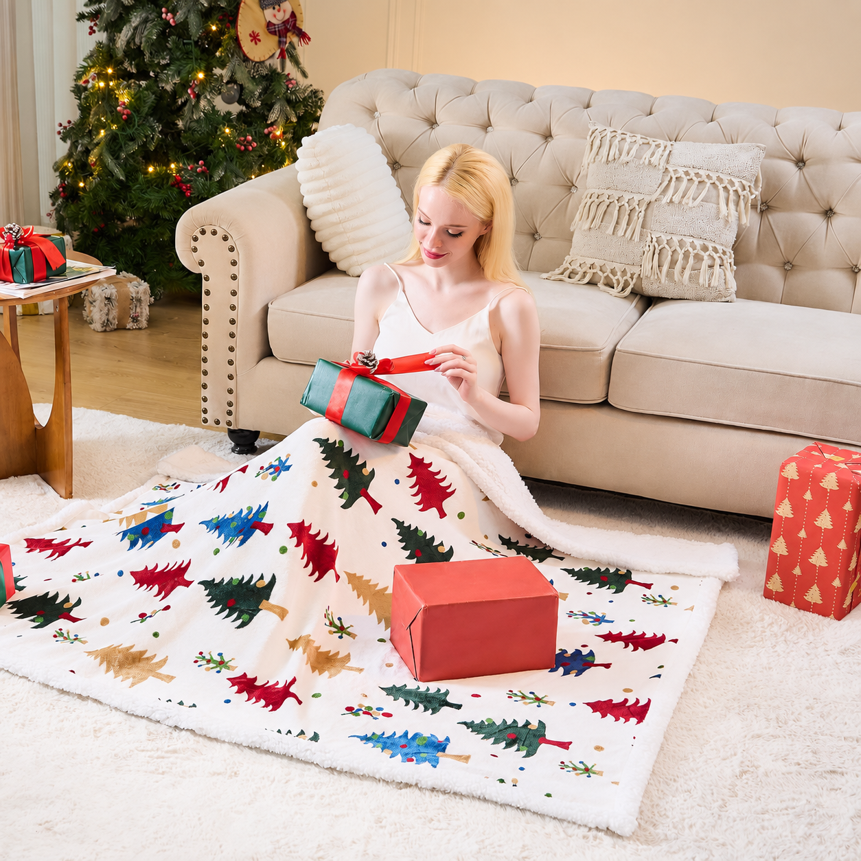 Fluffy Christmas Blanket For Sofa And Bed