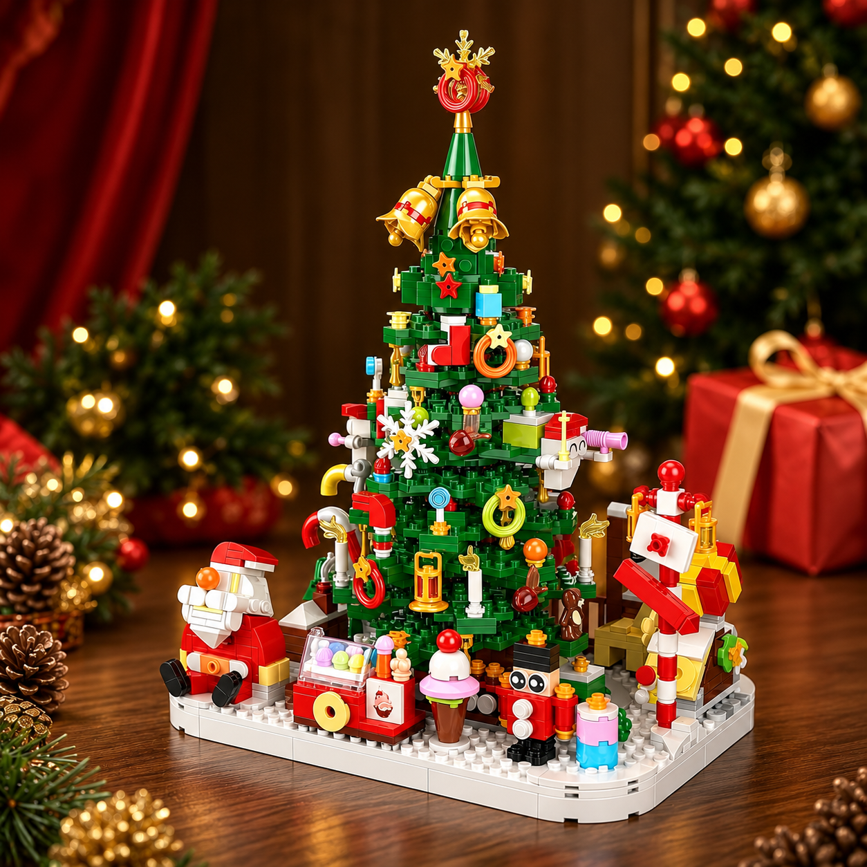Christmas Tree Building Blocks Advent Calendar 2026 with Warm Light