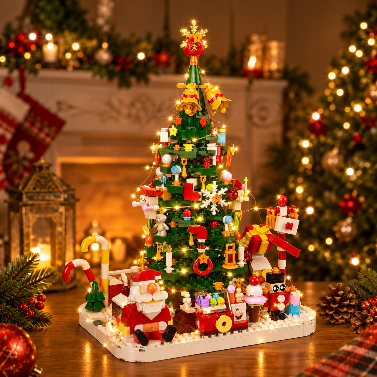 Christmas Tree Building Blocks Advent Calendar 2026 with Warm Light
