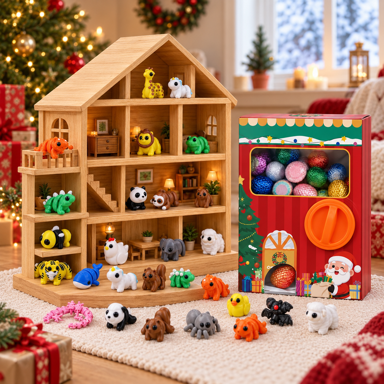 3D Printed Animals Advent Calendar 2026 with Capsule Vending Machine