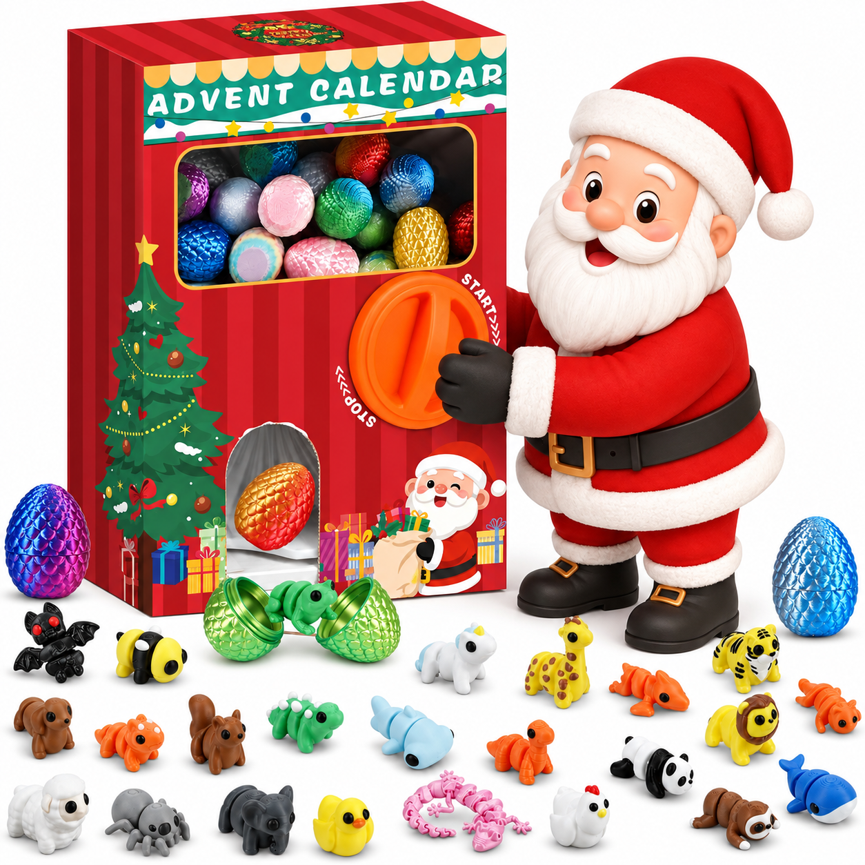 3D Printed Animals Advent Calendar 2026 with Capsule Vending Machine