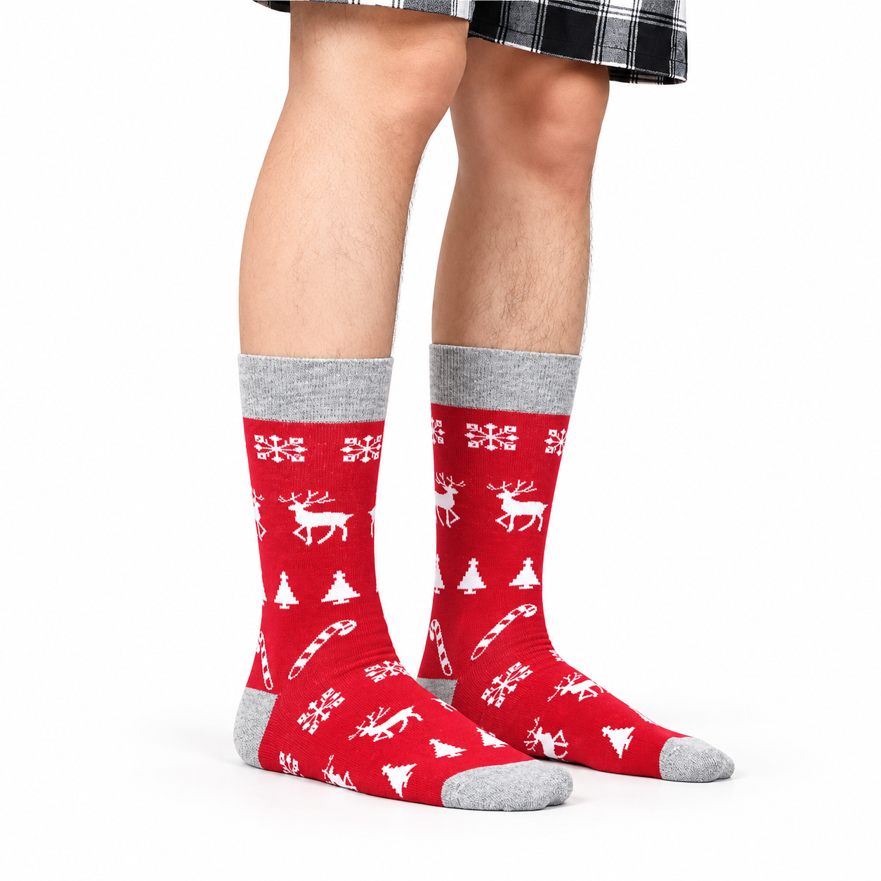 4 Pairs Christmas Printed Crew Socks For Men
