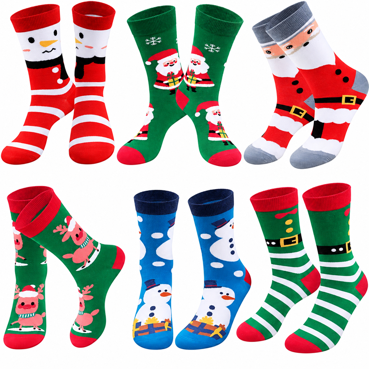 Colorful Christmas Crew Socks Novelty Patterned Holiday Socks for Women