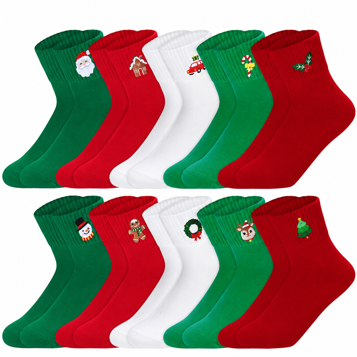 10 Pairs Lightweight Cotton Crew Socks Everyday Casual Socks for Women