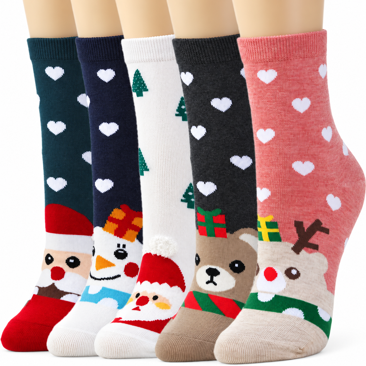 5 Pairs Casual Crew Socks Everyday Lightweight Socks for Women
