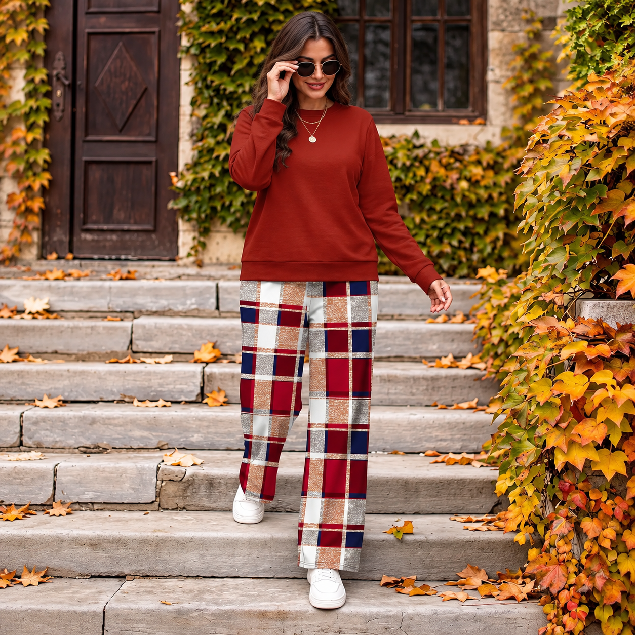 Christmas Two Piece Travel Tracksuit Vacation Outfit Set for Women