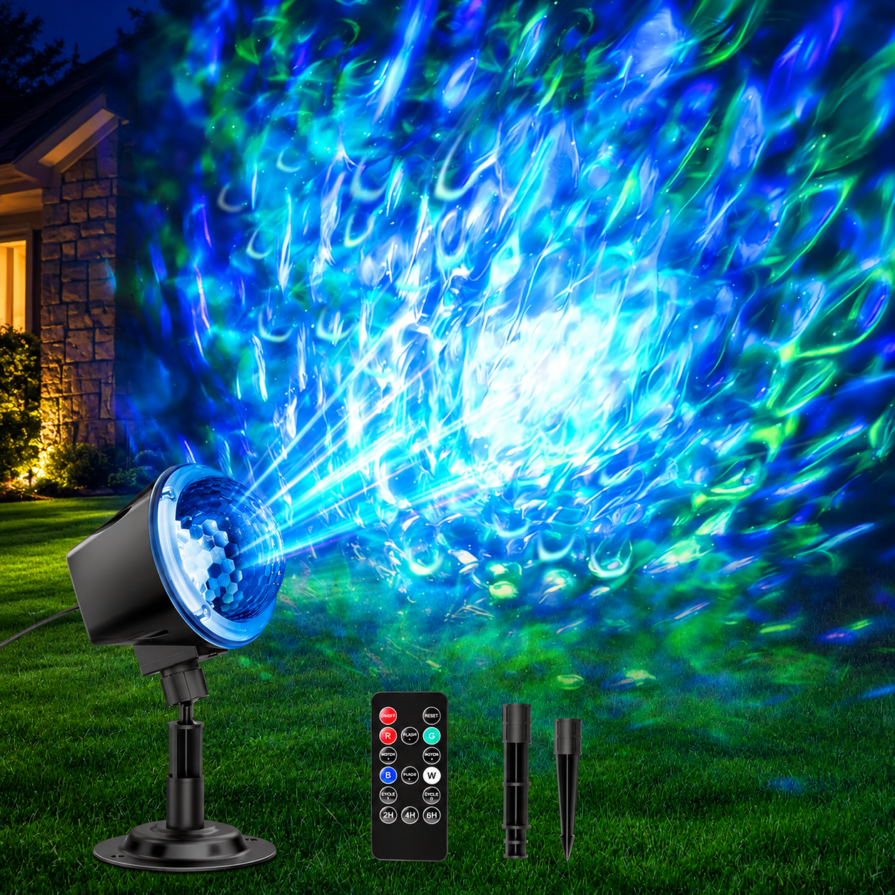 Outdoor RGB Laser Projector Lights with Starry Sky Firefly Effect