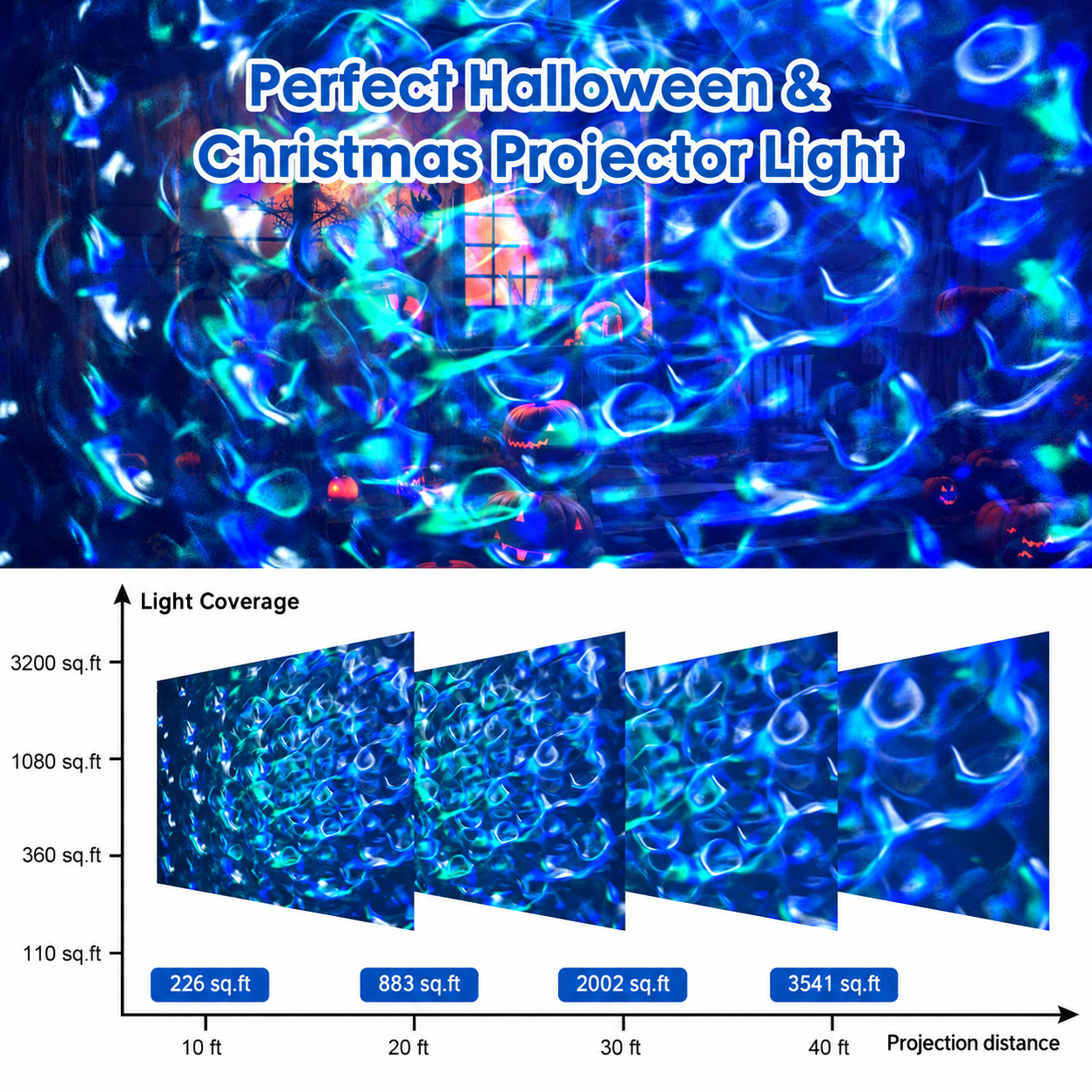 Outdoor RGB Laser Projector Lights with Starry Sky Firefly Effect