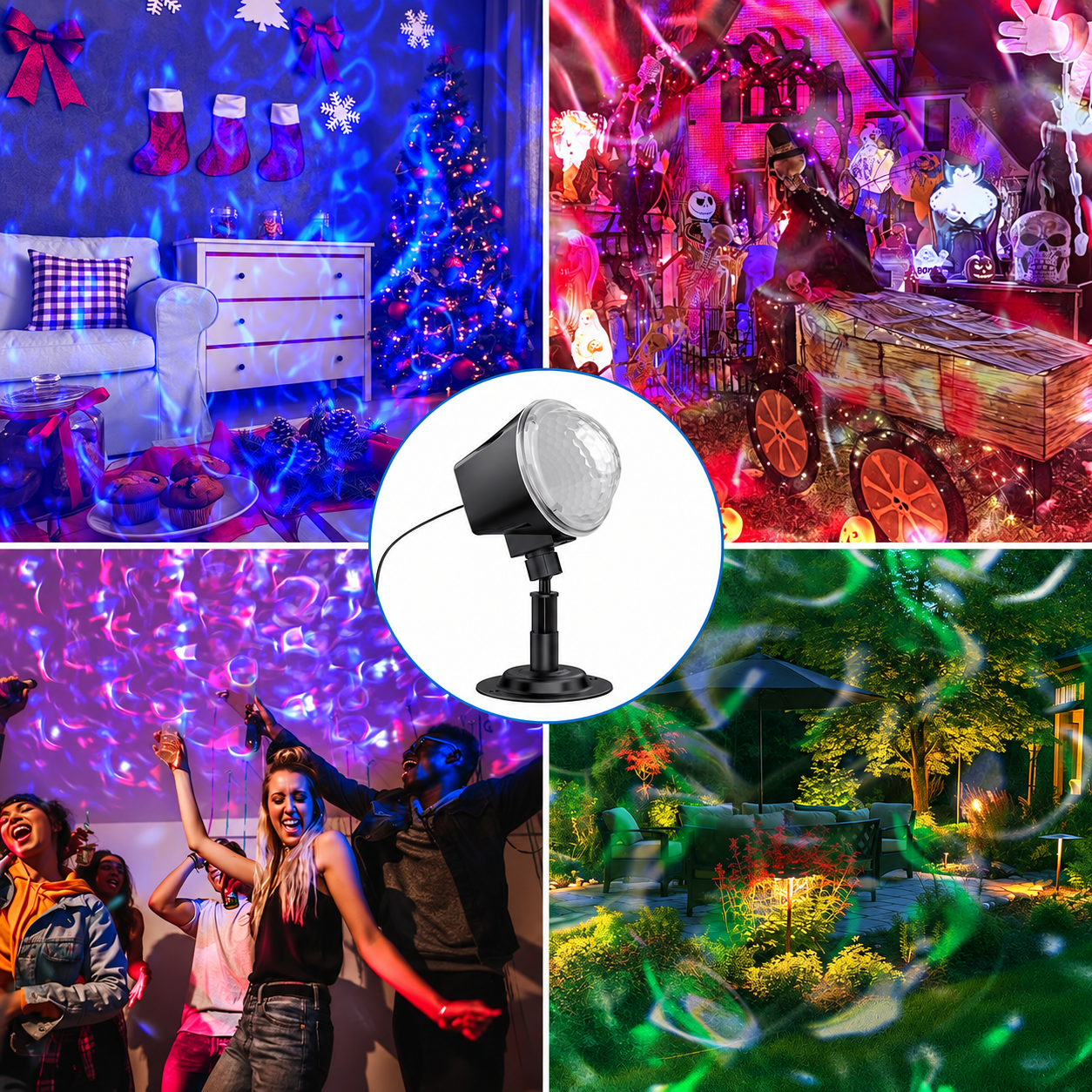 Outdoor RGB Laser Projector Lights with Starry Sky Firefly Effect