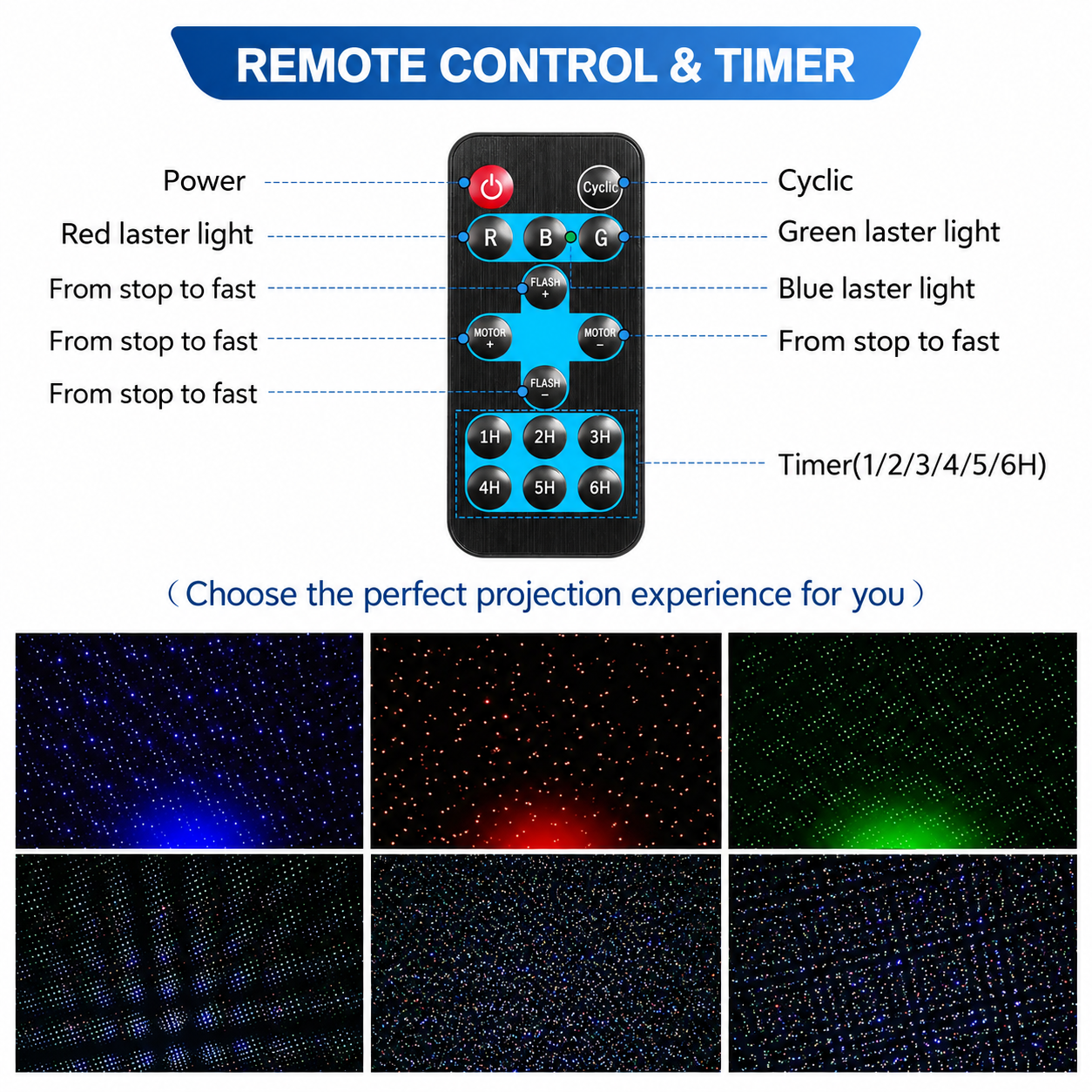 Outdoor RGB Laser Projector Lights with Starry Sky Firefly Effect